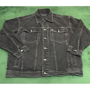 Vintage Pelle Pelle Denim Jacket XL Black Retro Trucker Baggy MARC BUCHANAN